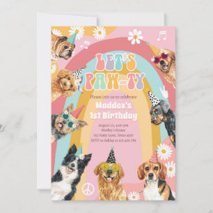 Invitation Pawty Dog Retro Super Girl Anniversaire