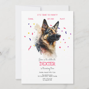 Invitation Pawty, fête d'anniversaire de chien