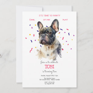 Invitation Pawty, fête d'anniversaire de chien
