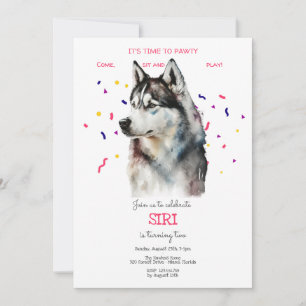 Invitation Pawty, fête d'anniversaire de chien