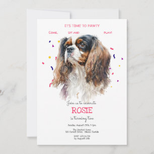 Invitation Pawty, fête d'anniversaire de chien