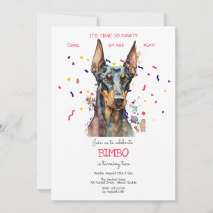 Invitation Pawty, fête d'anniversaire de chien