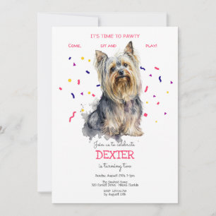 Invitation Pawty, fête d'anniversaire de chien