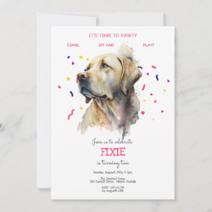 Invitation Pawty, fête d'anniversaire de chien
