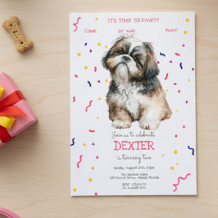 Invitation Pawty, fête d'anniversaire de chien
