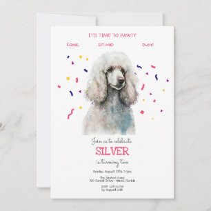 Invitation Pawty, fête d'anniversaire de chien