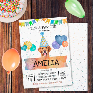 Invitation Pawty Golden Retriever Chien Chiot Chiot Anniversa