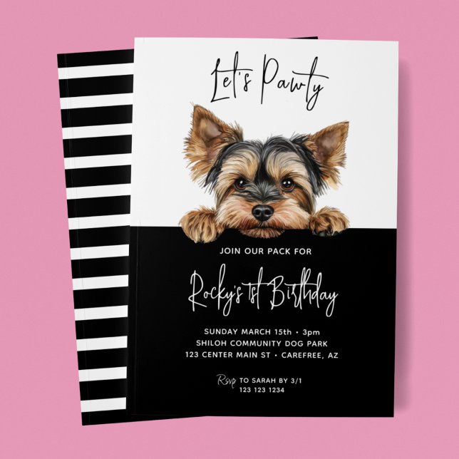 Invitation Pawty Yorkshire Terrier Chien 1er anniversaire (Créateur téléchargé)