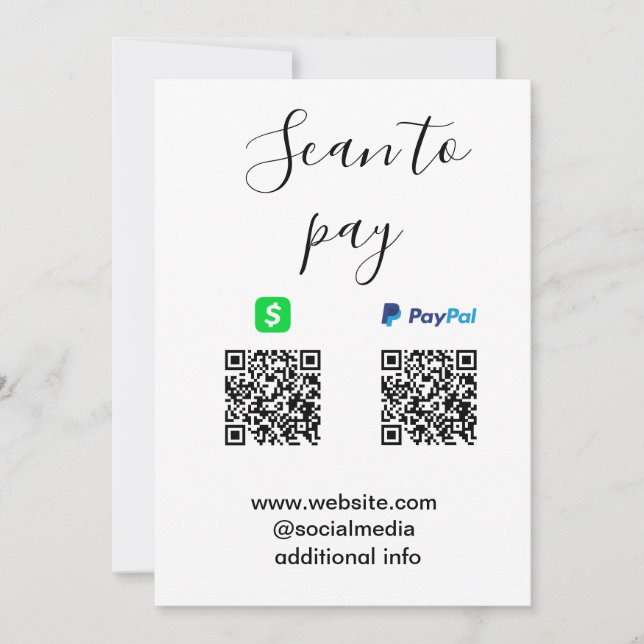 Invitation Paypal Cashapp scan pour payer QR ajouter le nom d (Devant)