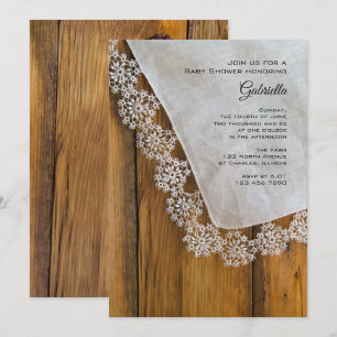 Invitation Pays Baby shower dentelle