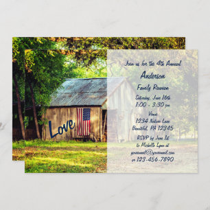 Invitation Pays Barn American Drapeau Amour Famille Réunion