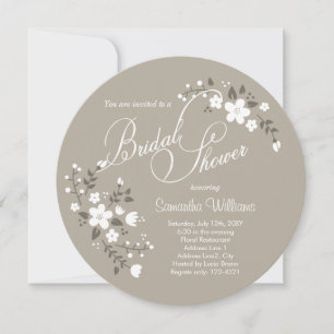 Invitation Pays Blanc Floral Fête des mariées Cercle Invitati