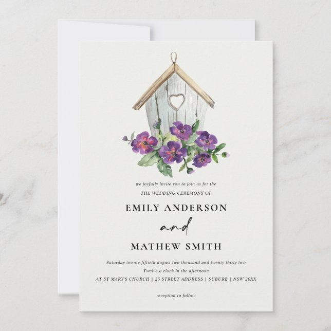 INVITATION PAYS BLANC MARIAGE FLEURIER RUSTIQUE (Devant)