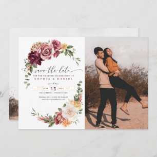 Invitation Pays Boho Rustic Floral Enregistrer La Date