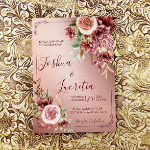 Invitation Pays boho rustique terre cuite fleurs