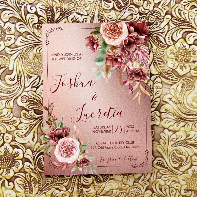 Invitation Pays boho rustique terre cuite fleurs (Créateur téléchargé)