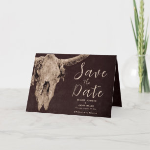 Invitation Pays Brown Rodeo Taureau Skull Enregistrer La Date