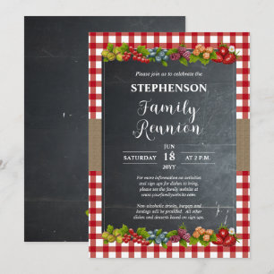 Invitation Pays Checks Fruit and Chalkboard Famille Réunion