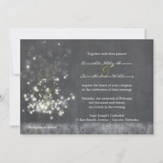Invitation Pays Dandelions Mariage en niveaux de gris