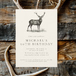Invitation Pays de chasse aux cerfs Élégant Fête d'anniversai<br><div class="desc">Elégant Deer Hunting Rustic Sophisticted Pays Adulte Anniversaire Fête Invitation Modèle</div>