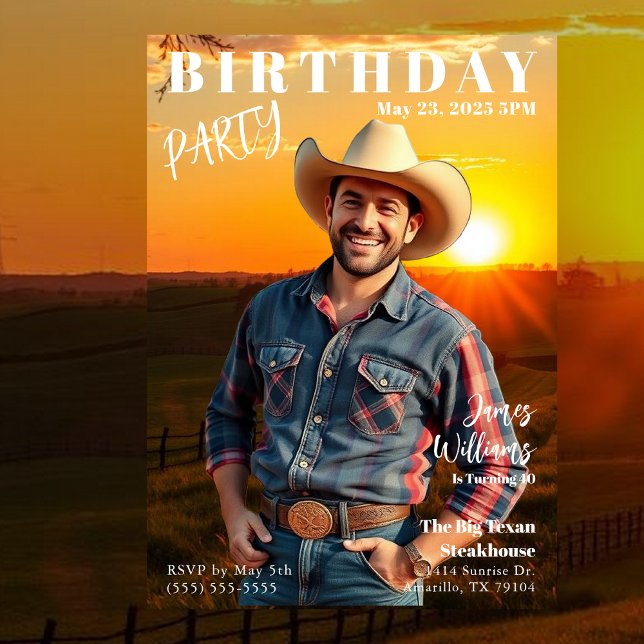 Invitation Pays de couverture du magazine Anniversaire (Magazine Cover Country Birthday Invitation-For Men)