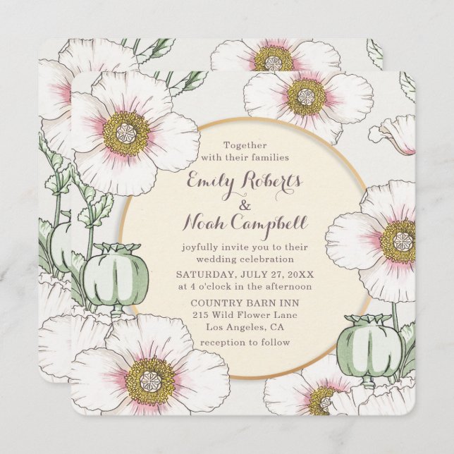 Invitation Pays de Fleurs Sauvages Mariage Pastel Floral Mode (Devant / Derrière)