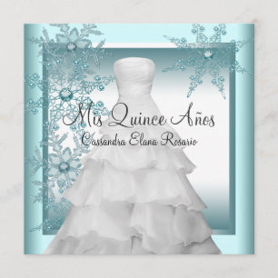 Invitation Pays des merveilles d'hiver flocon de neige bleu s