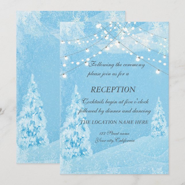 Invitation Pays des merveilles d'hiver, Réception de mariage  (Devant / Derrière)
