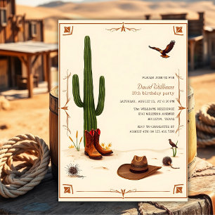 Invitation Pays Désert Thème Western Cowboy Anniversaire