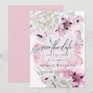 Invitation Pays Elégant Floral Aquarelle Pink Poppies