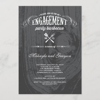 Invitation Pays élégant Rustic Wood Engagement Party BBBQ