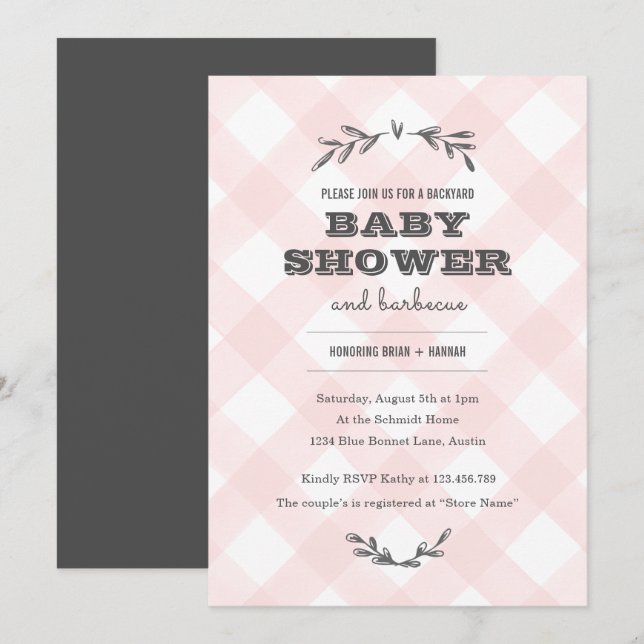 Invitation Pays En vichy Baby shower (Devant / Derrière)
