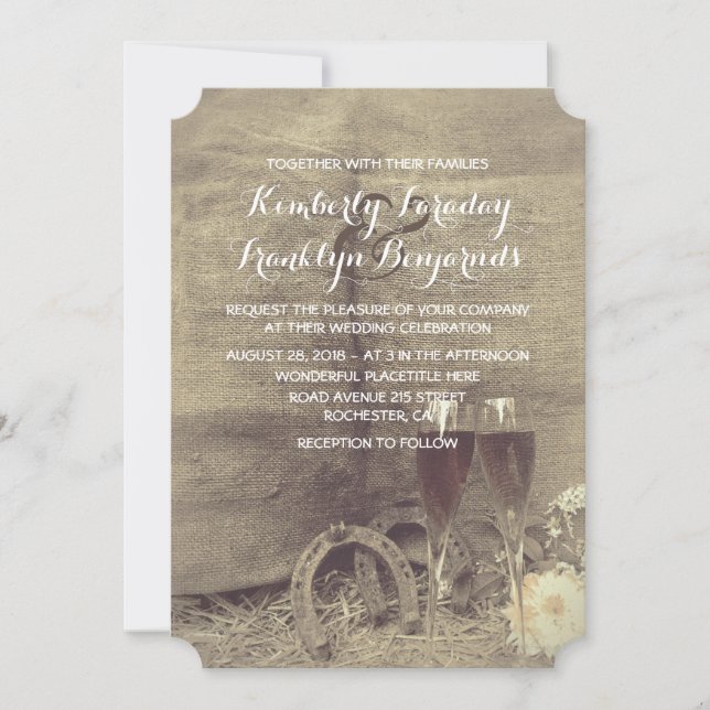 Invitation Pays et Mariage rustique (Devant)
