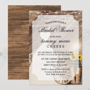 Invitation Pays Fête des mariées en bois de barnwood