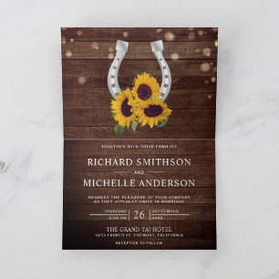 Invitation Pays Fleur de Tournesol Fer à Cheval Code QR Maria