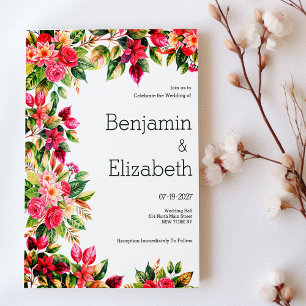 Invitation Pays floral botanique coloré et beau mariage