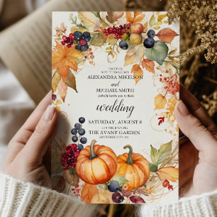 Invitation Pays Floral Citrouille Mariage de script