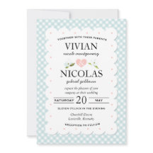 Pays Floral En vichy bleu rose Mariage