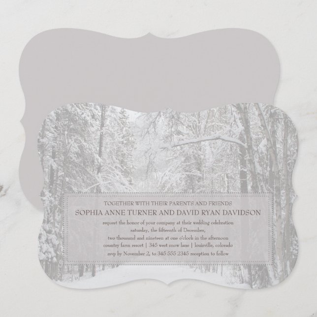 Invitation Pays Forêt de neige d'hiver (Devant / Derrière)