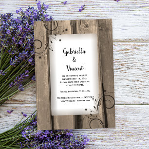 Invitation Pays Grange Fleurs de bois Mariage Enregistrer la