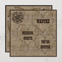 Invitation Pays Hessian Burlap Mariage