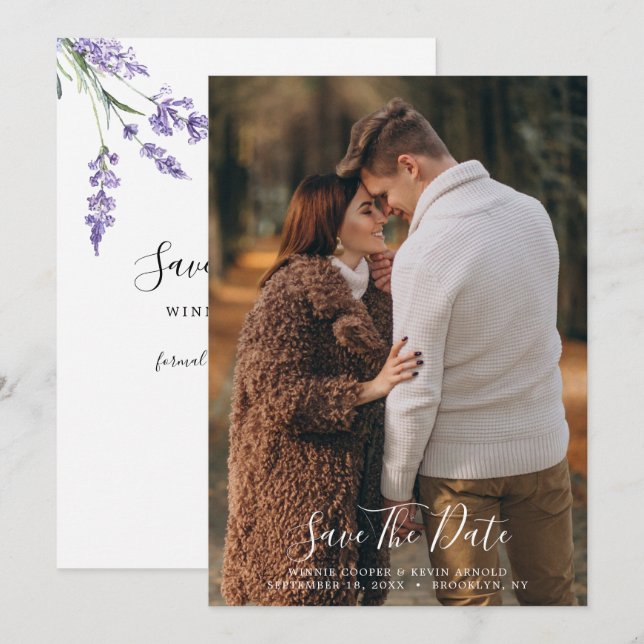 Invitation Pays Lavande Enregistrer La Date (Devant / Derrière)