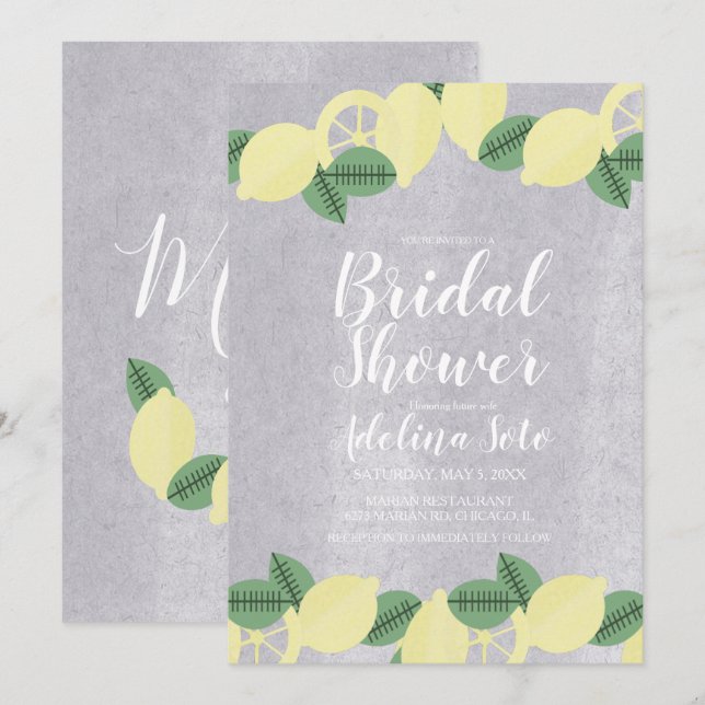 Invitation Pays Lemon Boho Aquarelle Pierre Enterrement de Vi (Devant / Derrière)