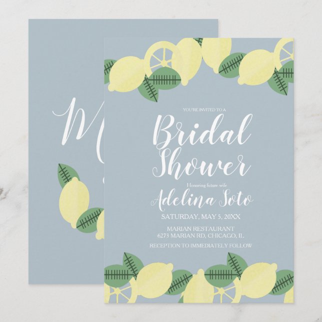 Invitation Pays Lemon Boho Rouge Baigné Bleu Baby Shower (Devant / Derrière)