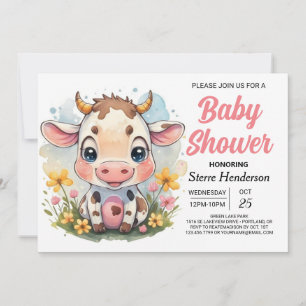 Invitation Pays magique Baby shower de vache imprimable