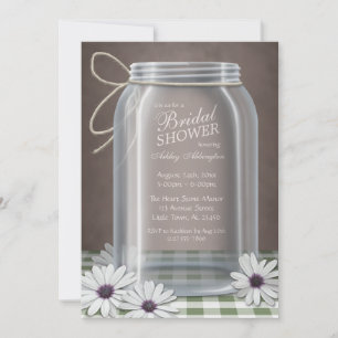 Invitation Pays Mason Jar Green En vichy Fête des mariées