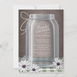 Invitation Pays Mason Jar Green En vichy Fête des mariées