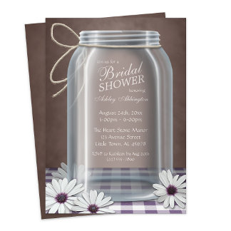 Invitation Pays Mason Jar Purple En vichy Fête des mariées
