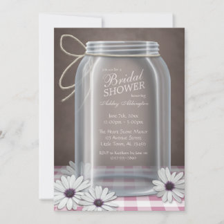 Invitation Pays Mason Jar Rose En vichy Fête des mariées