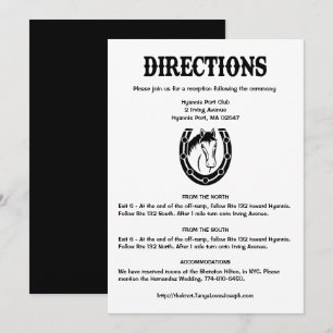 Invitation Pays Noir Mariage Directions Cheval Horseshoe